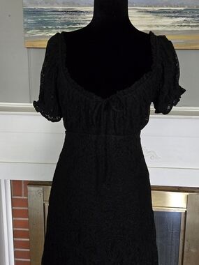 No Boundaries Black Lace Puff Sleeve Dress